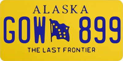 AK license plate GOW899