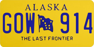 AK license plate GOW914