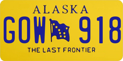AK license plate GOW918