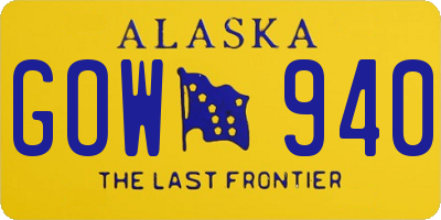 AK license plate GOW940