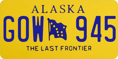 AK license plate GOW945