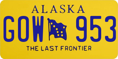 AK license plate GOW953
