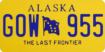 AK license plate GOW955