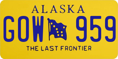 AK license plate GOW959