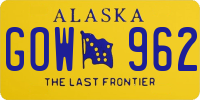 AK license plate GOW962