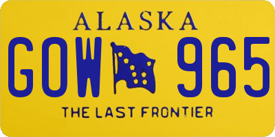 AK license plate GOW965