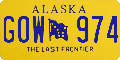 AK license plate GOW974