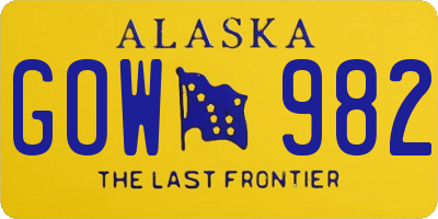 AK license plate GOW982