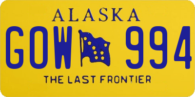 AK license plate GOW994