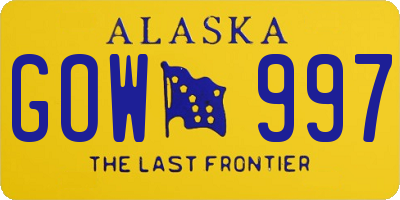 AK license plate GOW997