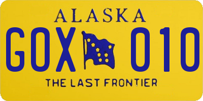 AK license plate GOX010