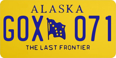 AK license plate GOX071
