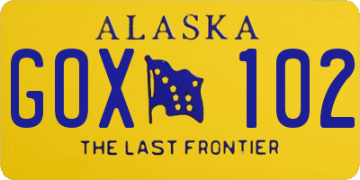 AK license plate GOX102