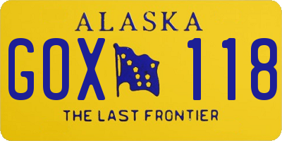 AK license plate GOX118