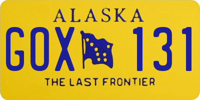AK license plate GOX131