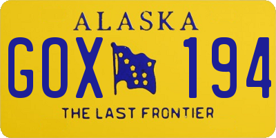 AK license plate GOX194
