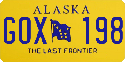 AK license plate GOX198