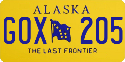 AK license plate GOX205