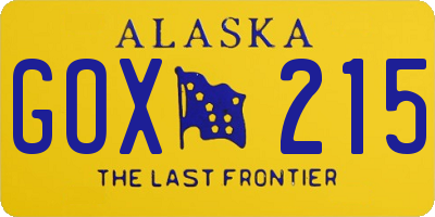 AK license plate GOX215