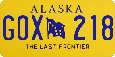 AK license plate GOX218