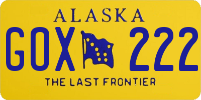 AK license plate GOX222