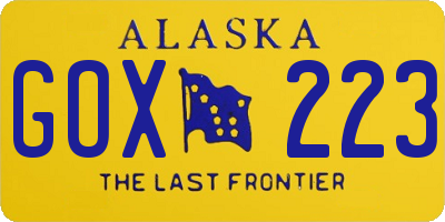AK license plate GOX223