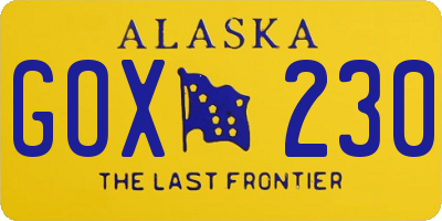 AK license plate GOX230