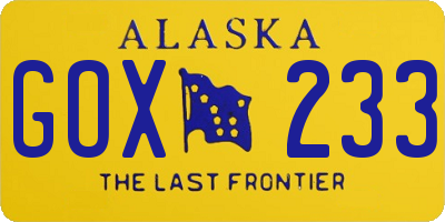 AK license plate GOX233