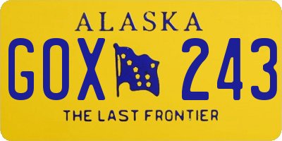 AK license plate GOX243