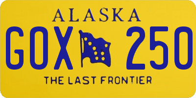 AK license plate GOX250