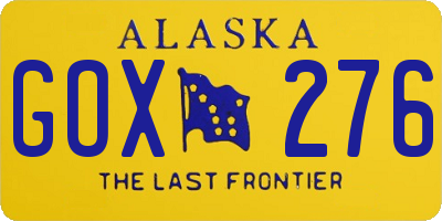 AK license plate GOX276