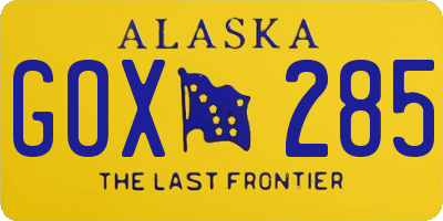 AK license plate GOX285
