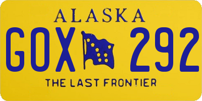 AK license plate GOX292