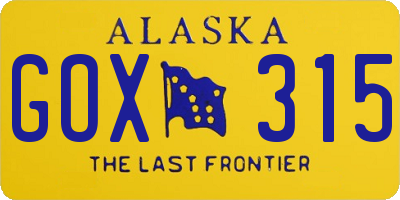 AK license plate GOX315