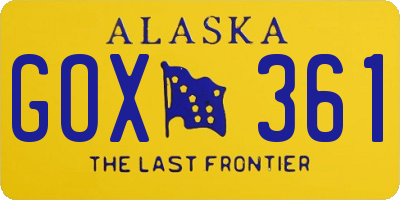AK license plate GOX361
