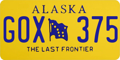AK license plate GOX375