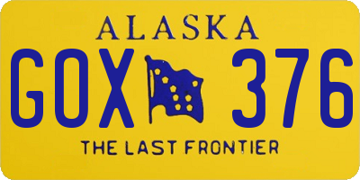 AK license plate GOX376