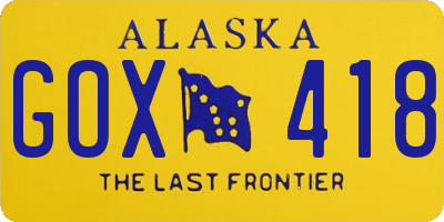 AK license plate GOX418