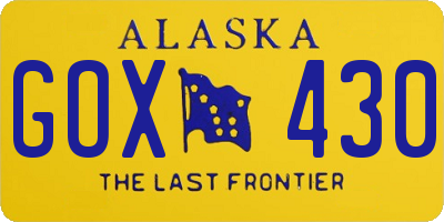 AK license plate GOX430
