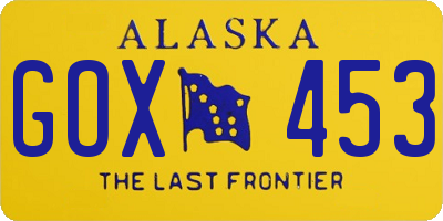 AK license plate GOX453