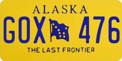 AK license plate GOX476
