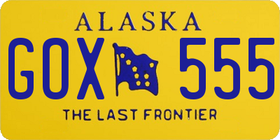 AK license plate GOX555