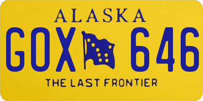 AK license plate GOX646