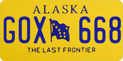 AK license plate GOX668