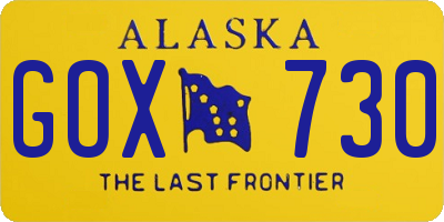 AK license plate GOX730
