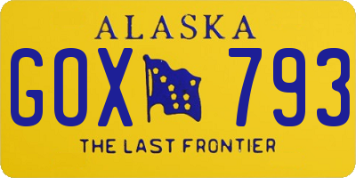 AK license plate GOX793