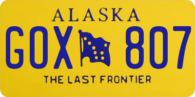 AK license plate GOX807