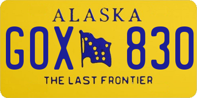 AK license plate GOX830
