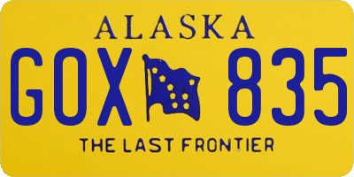 AK license plate GOX835