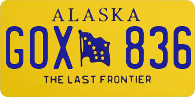 AK license plate GOX836